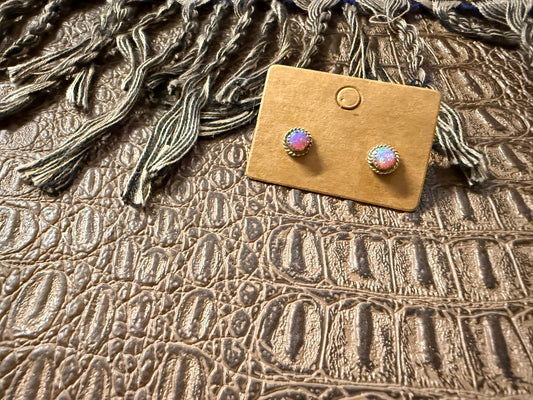 Light Pink Opal Stud Earrings
