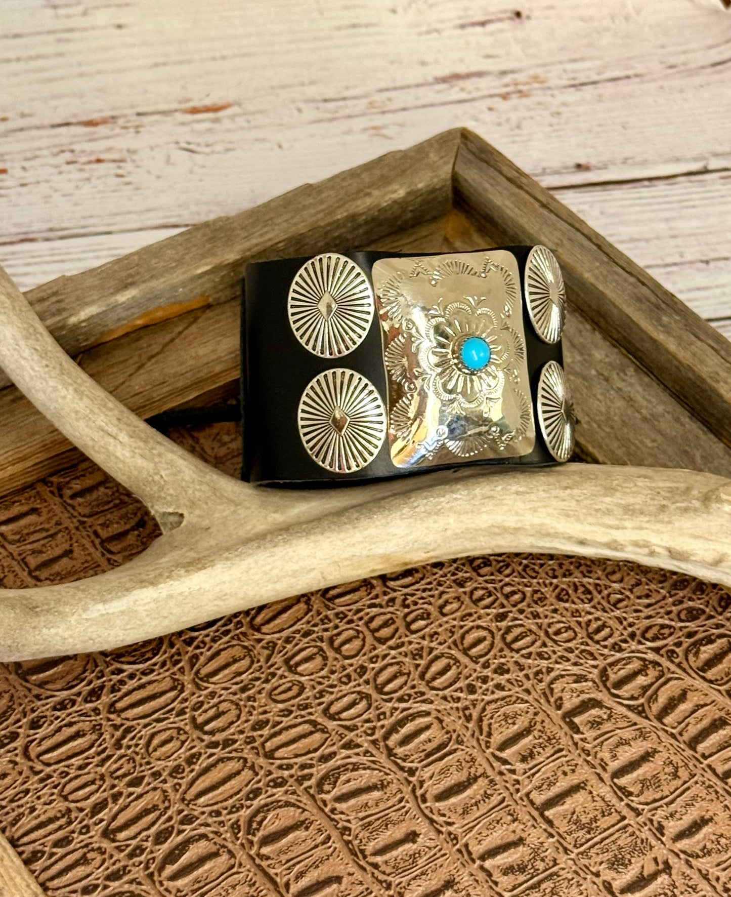 Bow Guard Nickel Silver and Turquoise