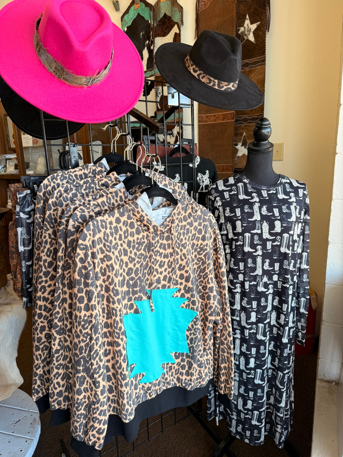 Leopard and Turquoise Hoodie