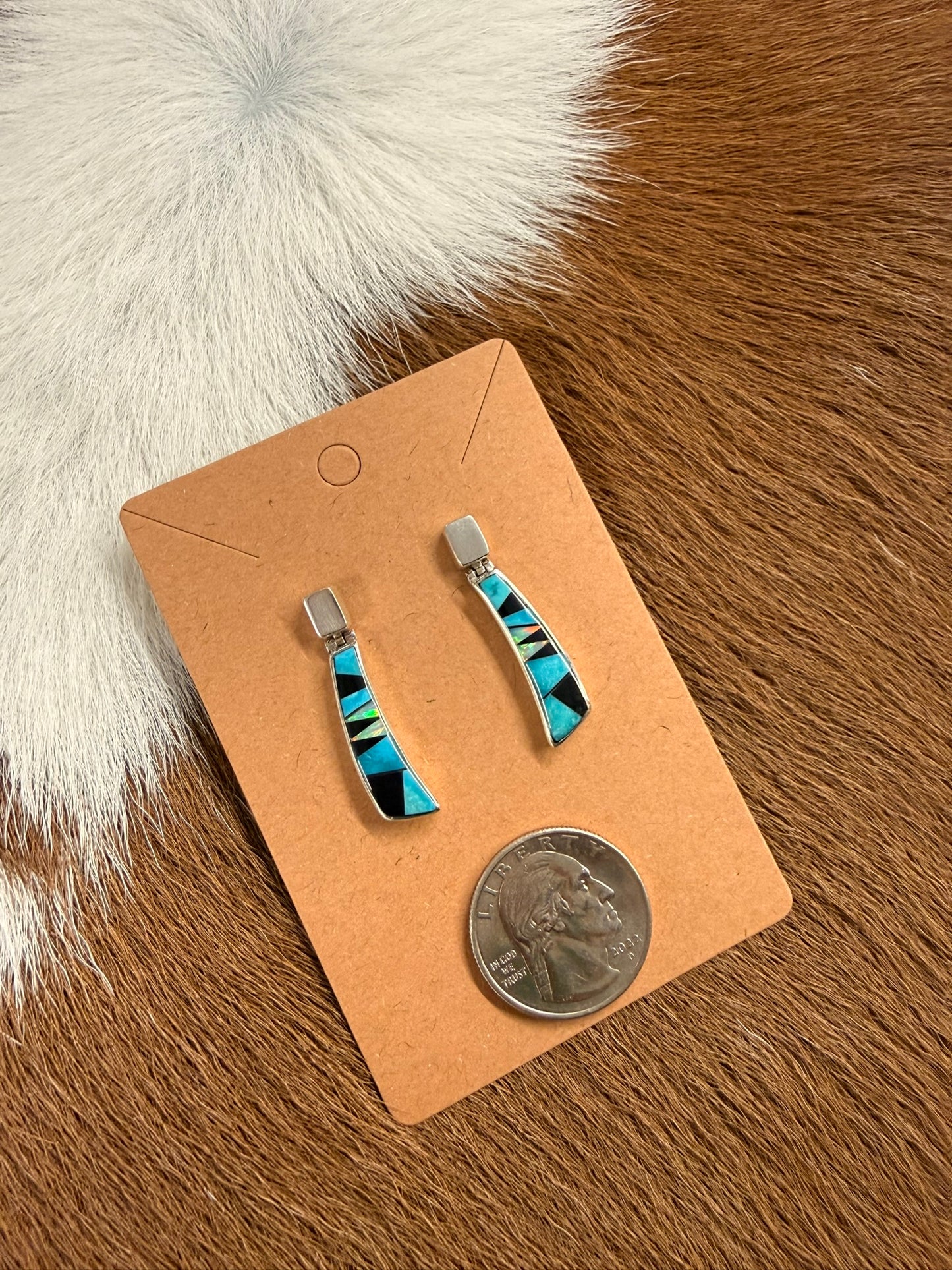 Opal and Turquoise Inlay Earrings