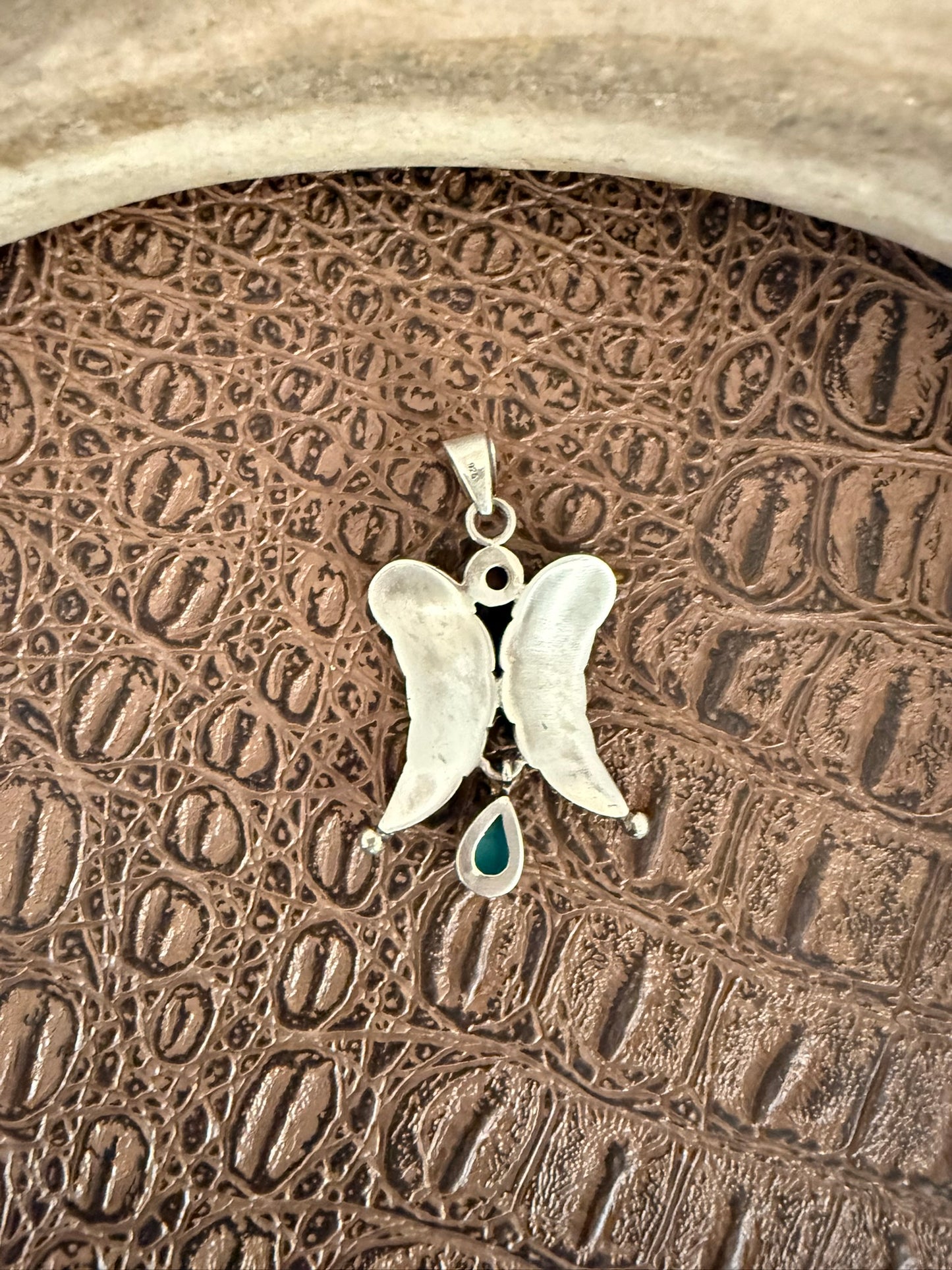 Feather Coral Turquoise Pendant