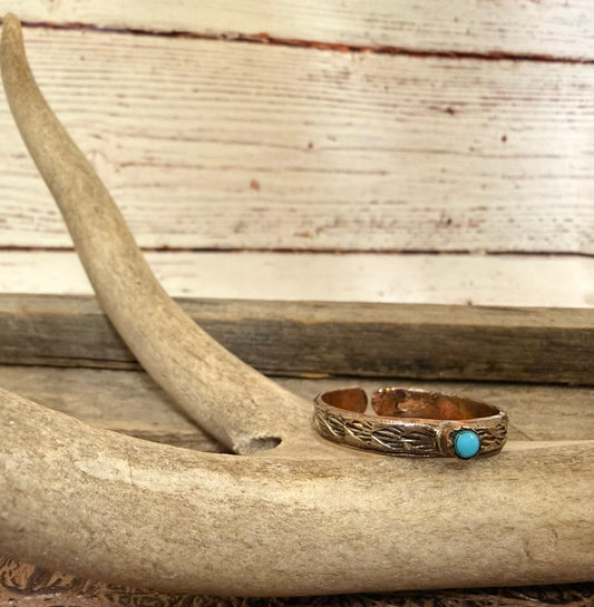 Copper and Turquoise Ring Size 16