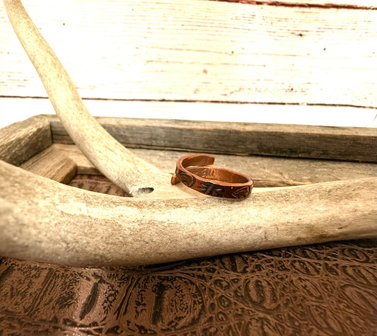 Copper Bear Stamped Ring Size 11
