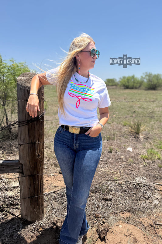 Neon Boot Stitch Graphic Tee-White