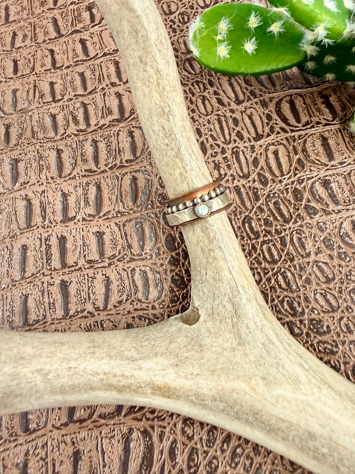 Copper and Opal Spinner Ring Size 5