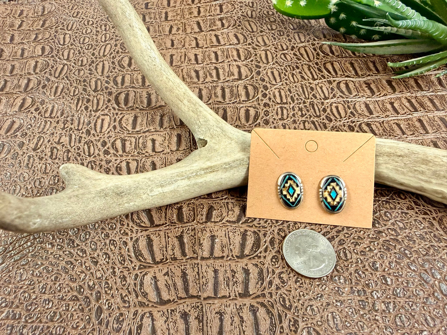 Turquoise Jasper Inlay Earrings