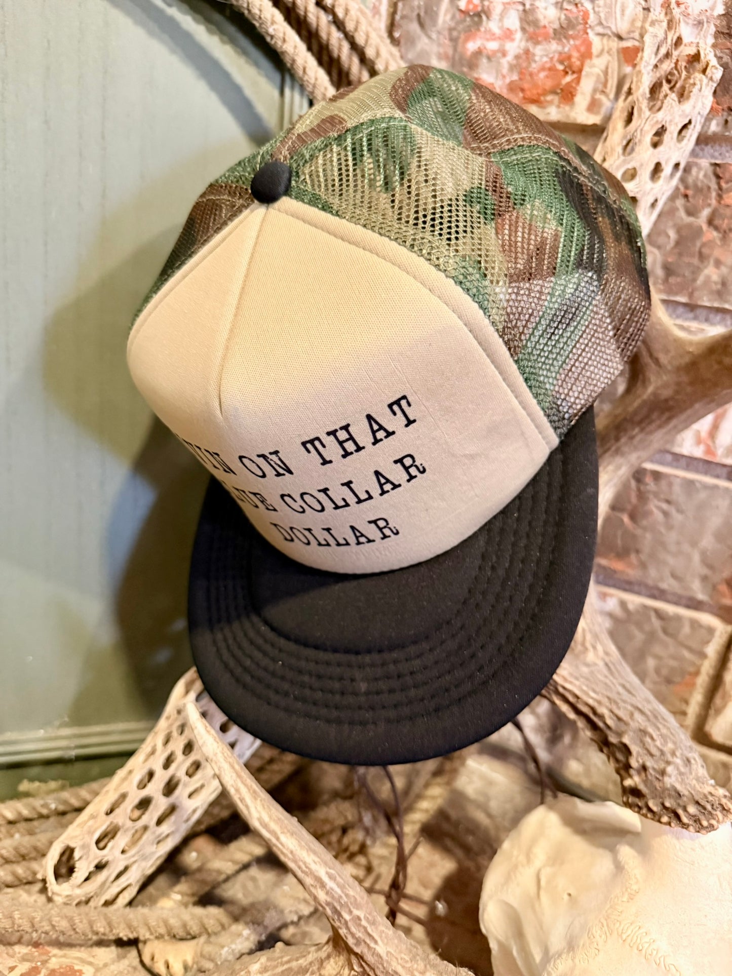 Living On That Blue Collar Dollar Trucker Hat