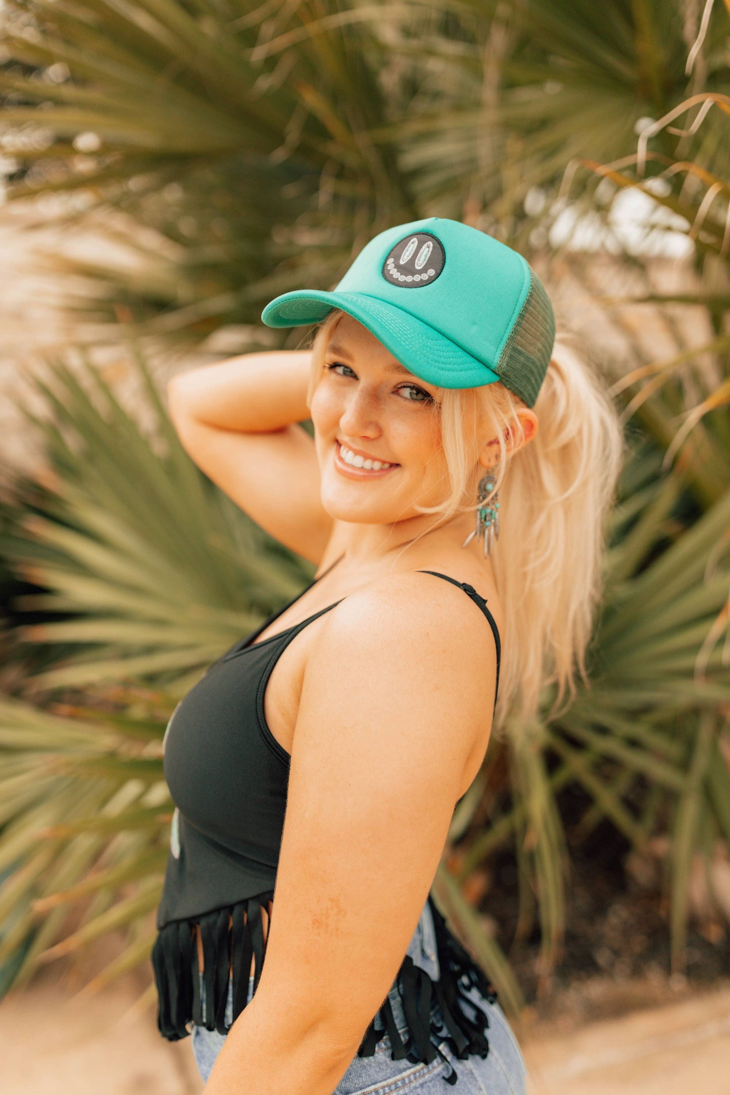 Smile in Turquoise Trucker Hat