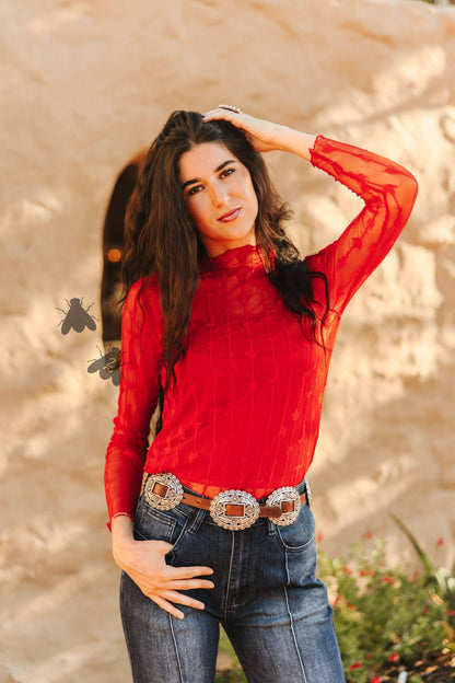 Red Lace Longsleeve with Tank