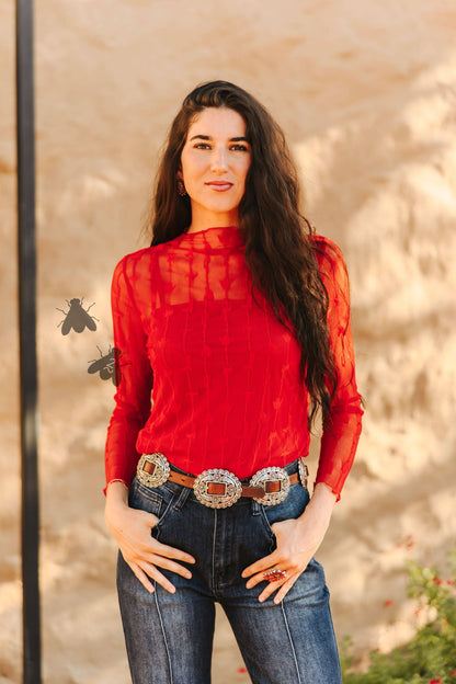 Red Lace Longsleeve with Tank