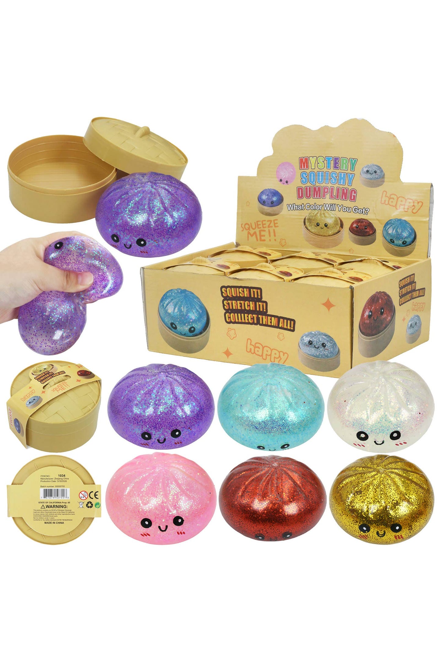 Glittery Jiggly Gel Slime Dumpling Bao Bun Squishy Toys