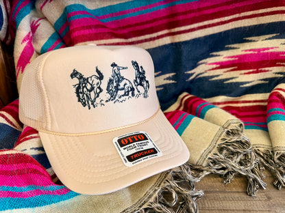 Rodeo Cowboy Trucker Hat Tan