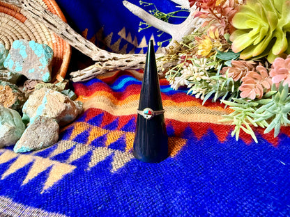 Small Zuni Sun God Inlay Ring Size 5.75