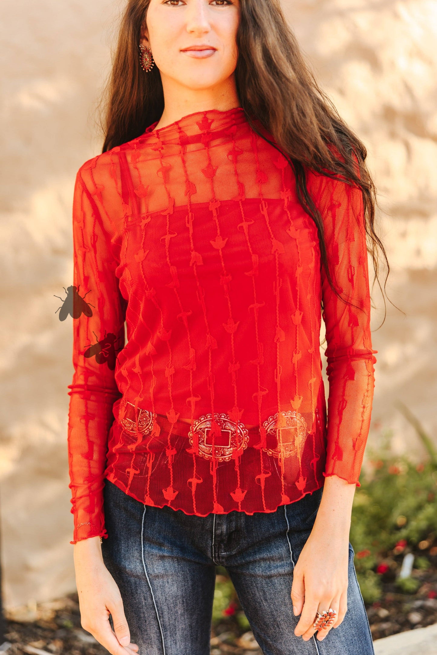 Red Lace Longsleeve with Tank