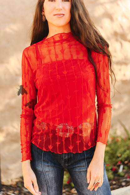 Red Lace Longsleeve with Tank
