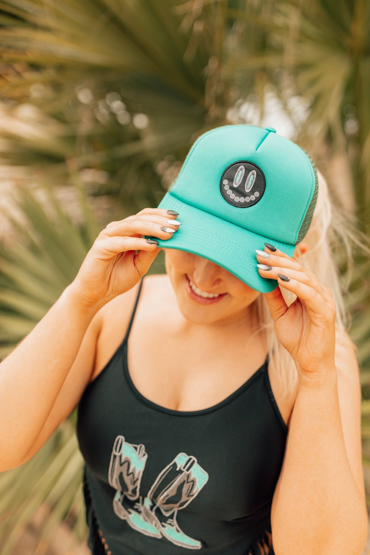Smile in Turquoise Trucker Hat