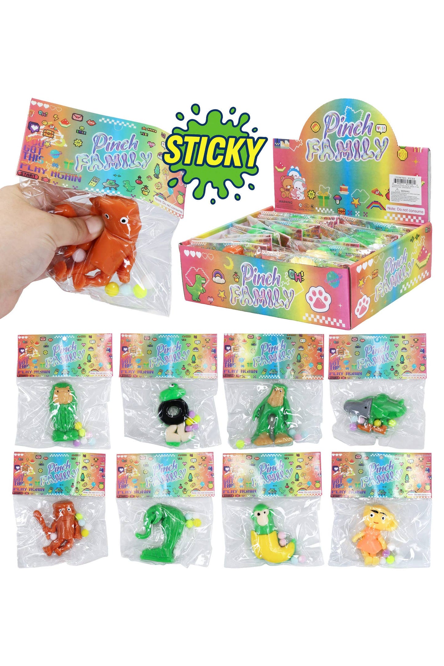 Brain Rot Memes Pom Pom Sticky Mochi Squishy Bag