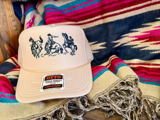 Rodeo Cowboy Trucker Hat Tan