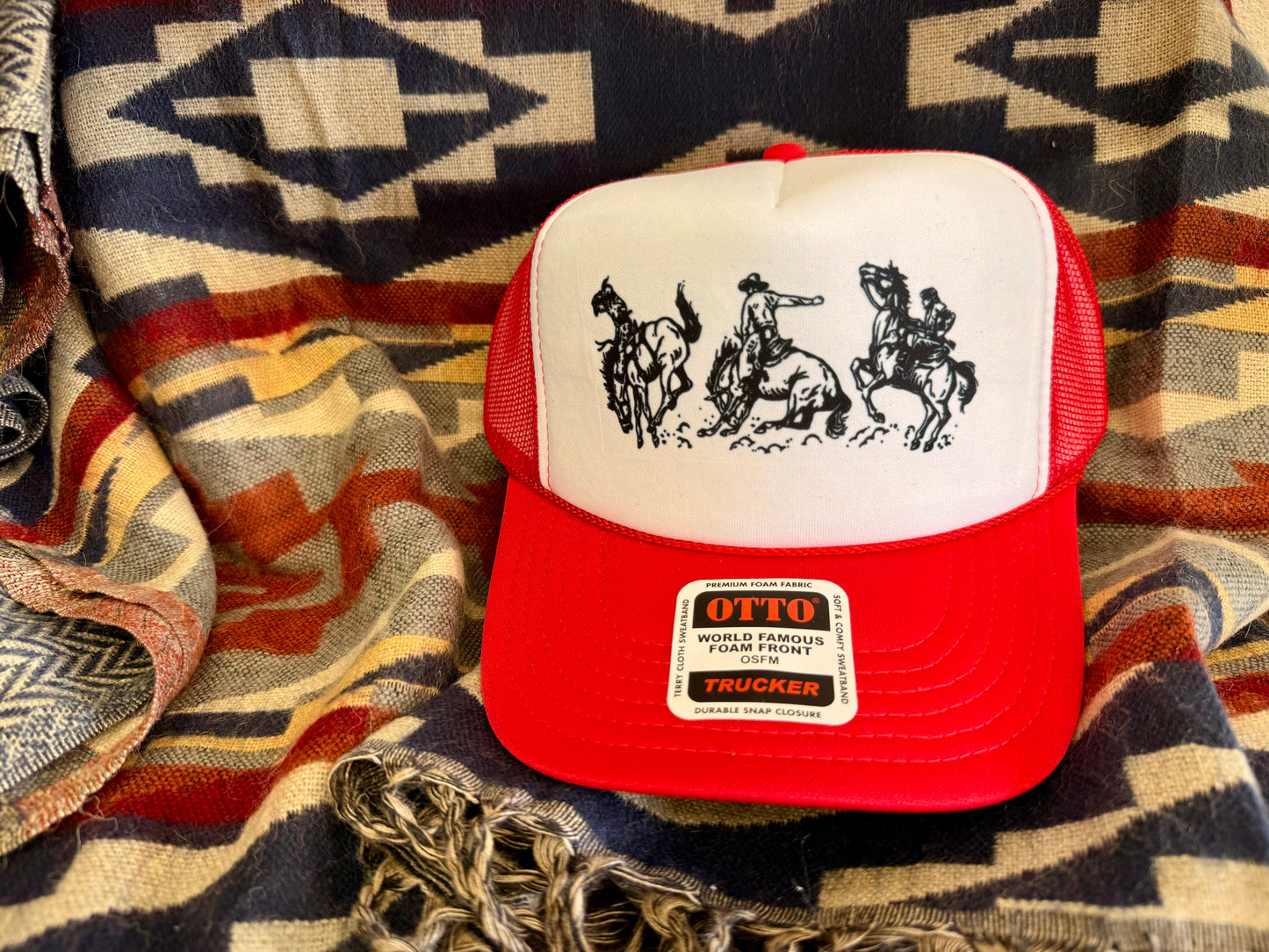 Rodeo Cowboy Trucker Hat Red/White