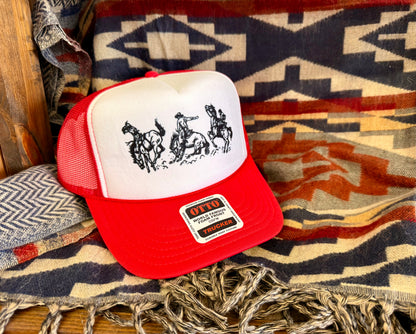 Rodeo Cowboy Trucker Hat Red/White