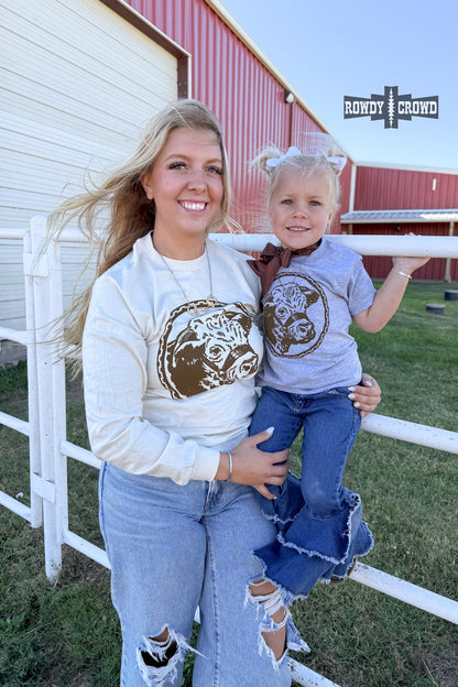 Kids Happy Hereford Tee- Brown