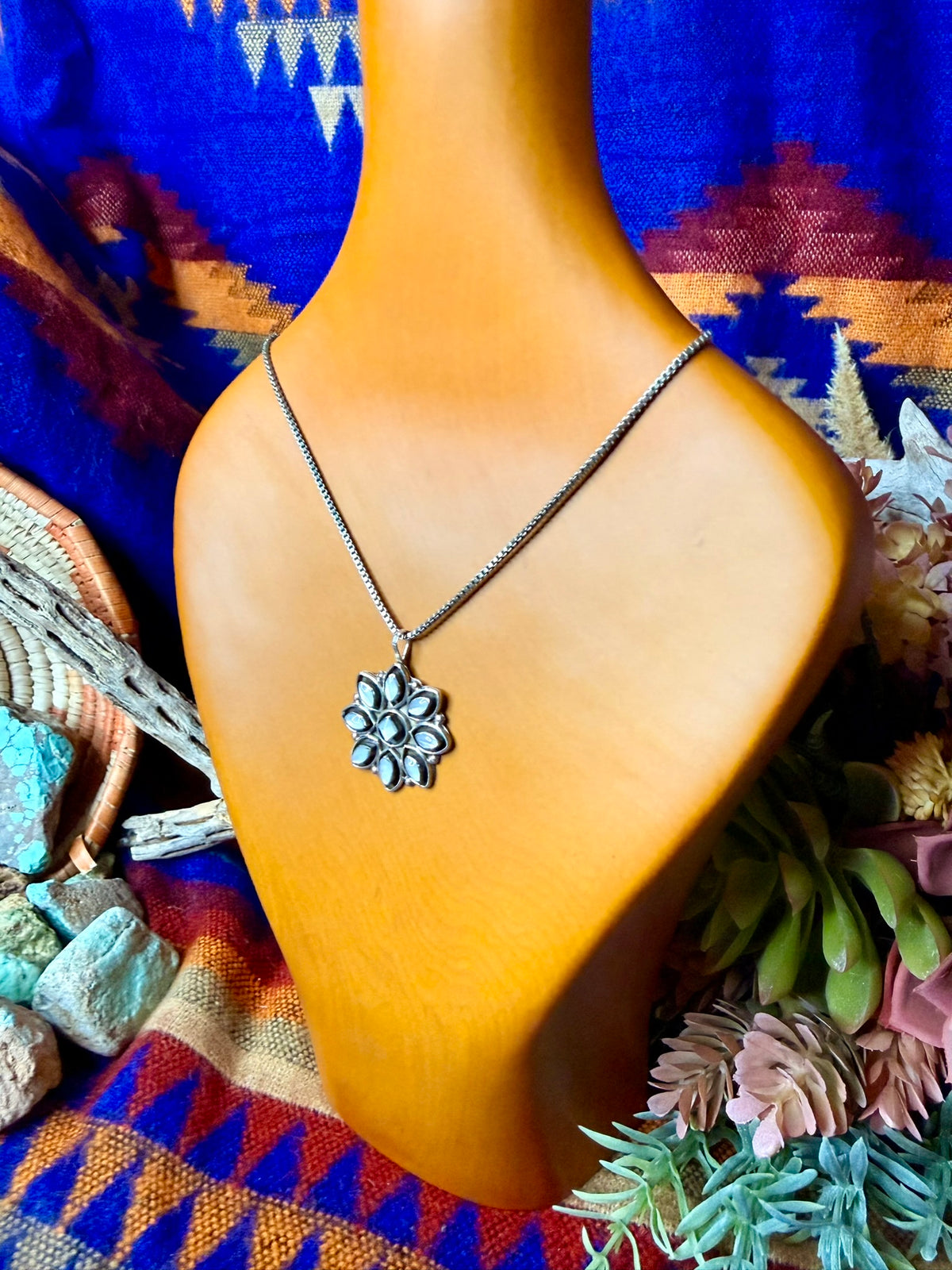 Zuni Mother of Pearl Pendant Necklace