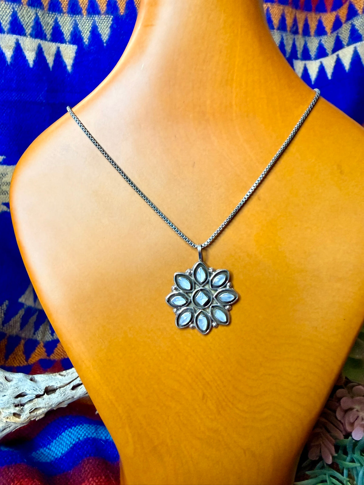 Zuni Mother of Pearl Pendant Necklace