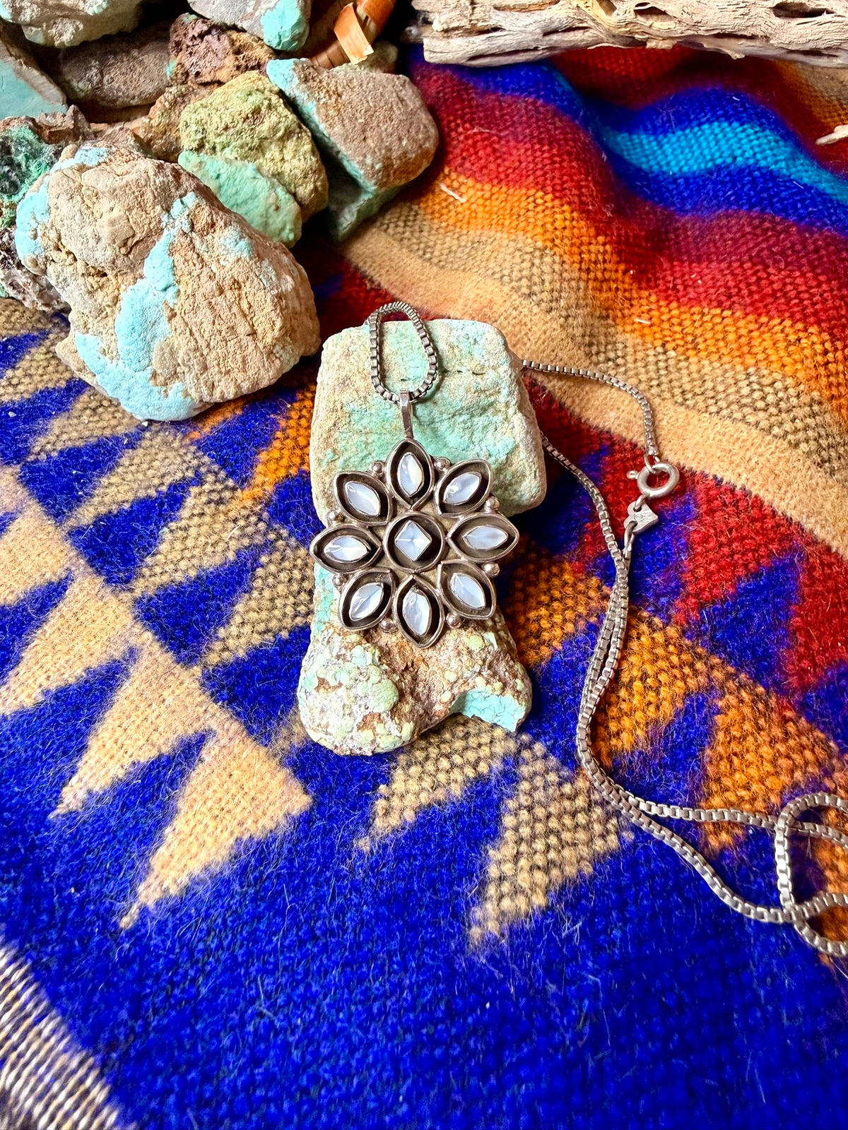 Zuni Mother of Pearl Pendant Necklace