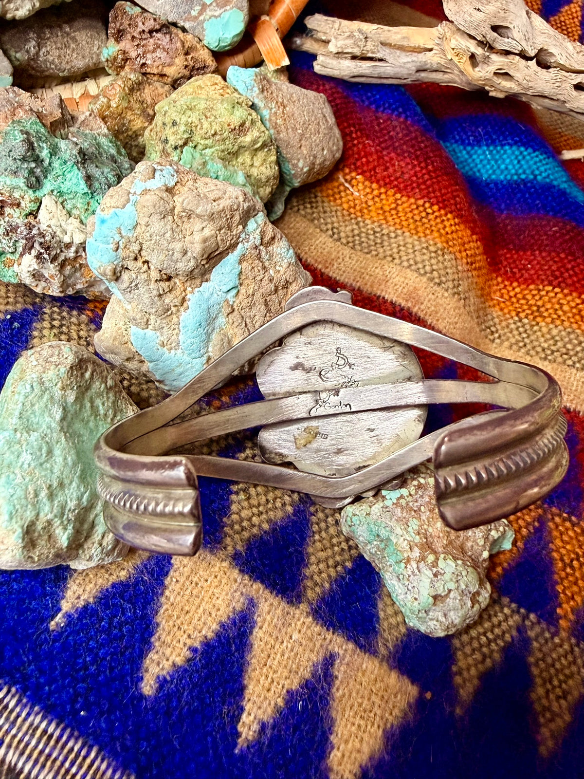 Brass Leaf Coral & Turquoise Cuff Size 6.25
