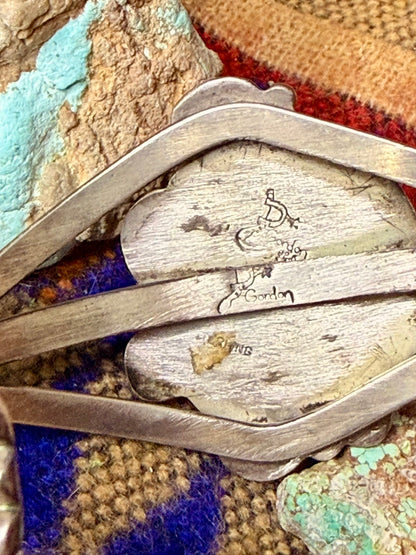Brass Leaf Coral & Turquoise Cuff Size 6.25
