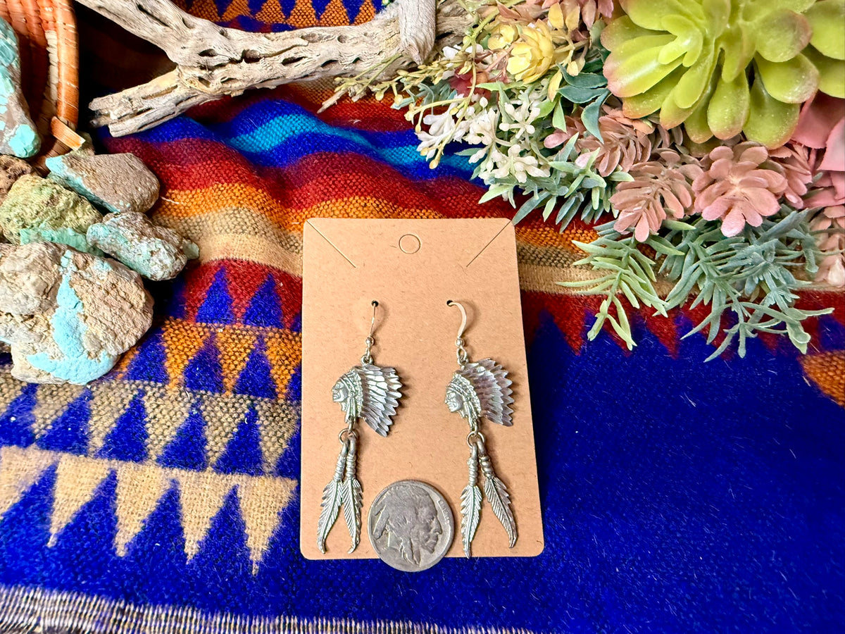 Vintage Chief Dangle Earrings