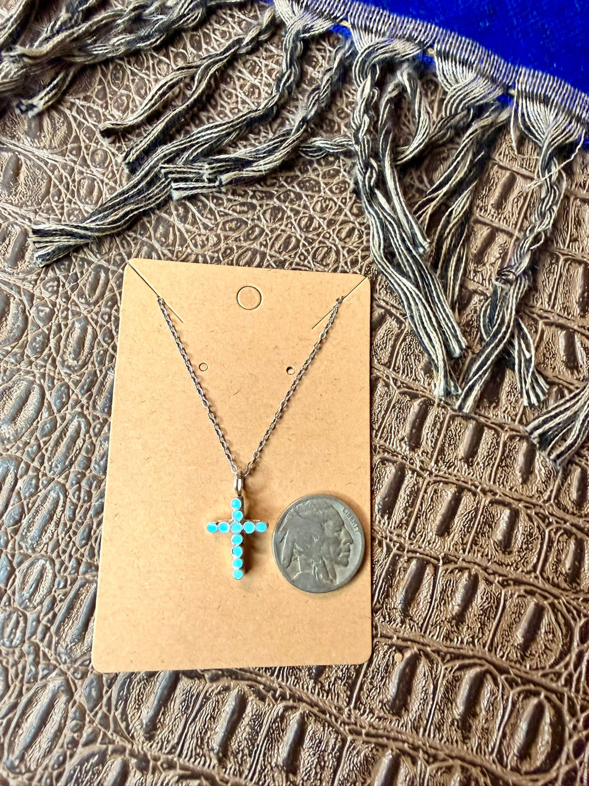 Cross Turquoise Zuni Inlay Necklace