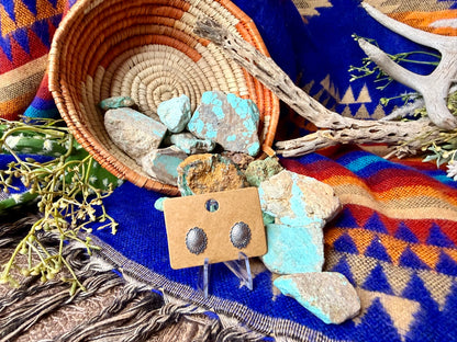Small Stamped Concho Stud Earrings