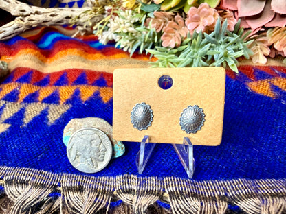 Small Stamped Concho Stud Earrings