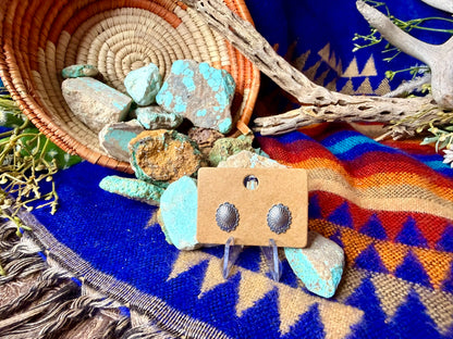 Small Stamped Concho Stud Earrings
