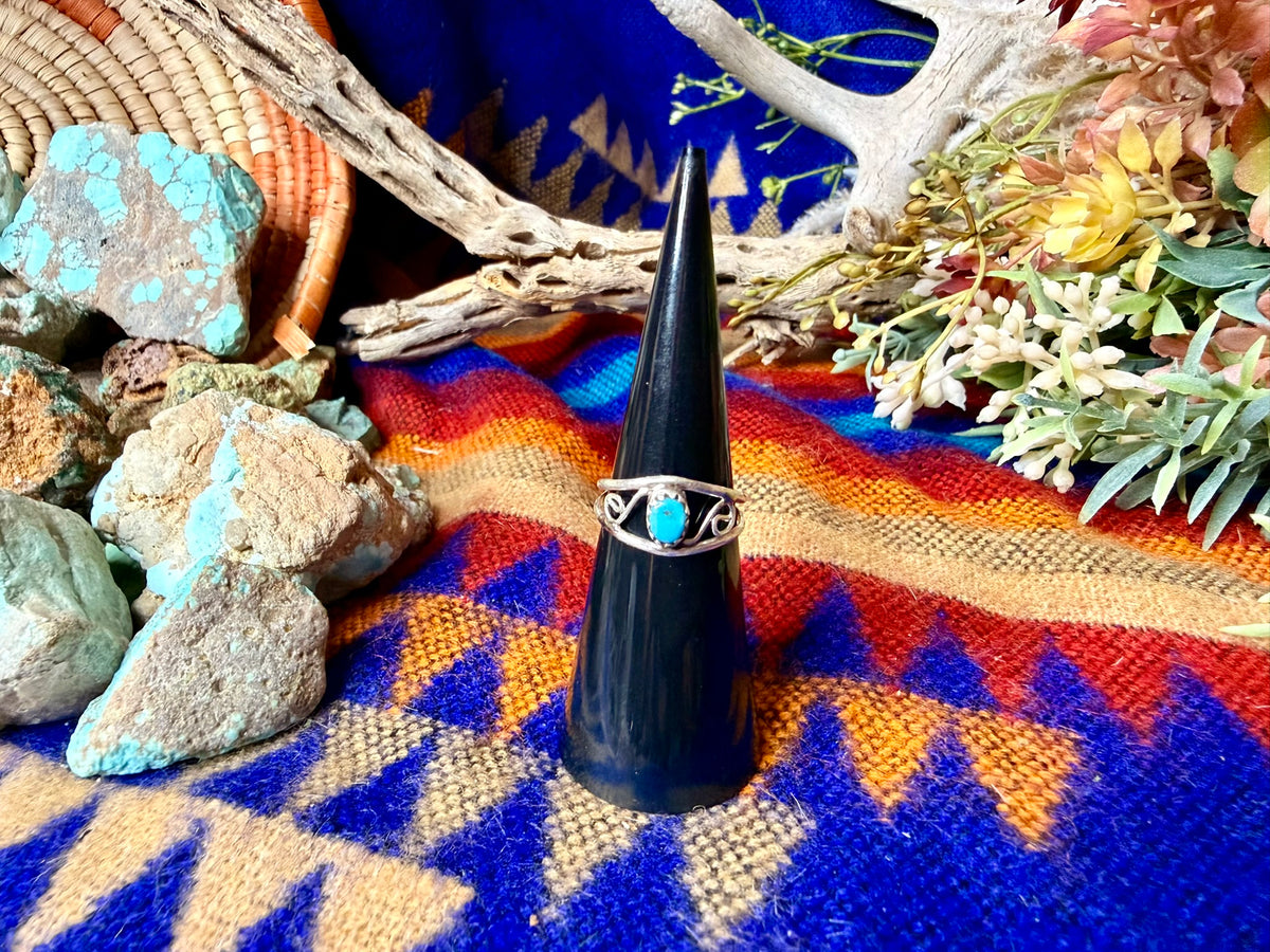 Turquoise & Swirl Ring Size 5