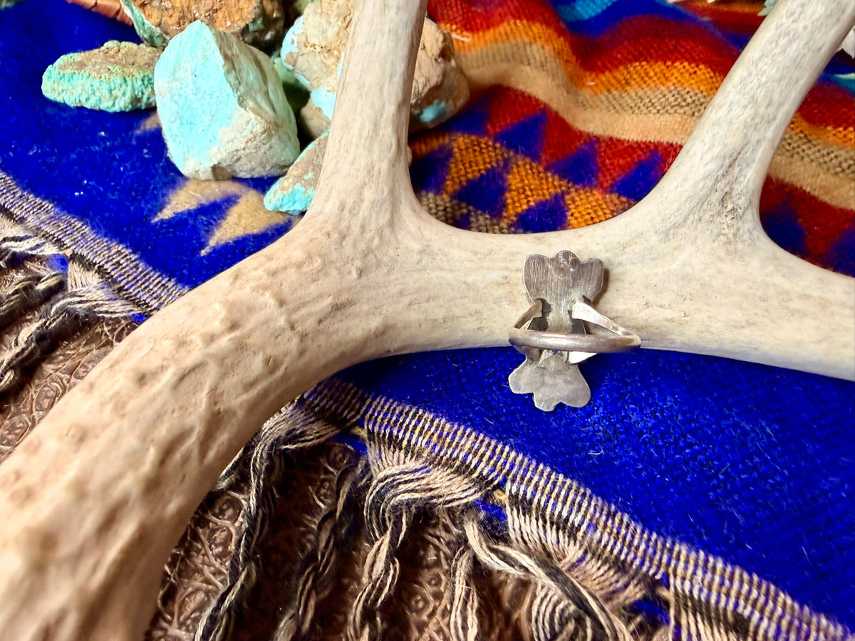 Owl Shaped Turquoise Ring Size 6.5