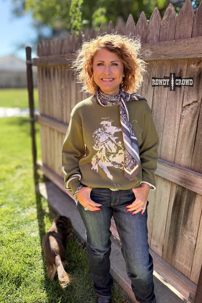 Wild & Western Sweater- Olive