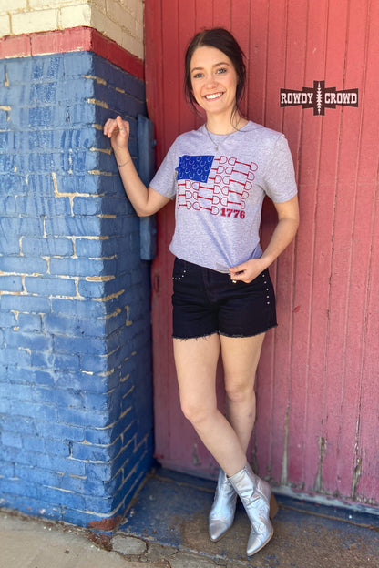 Bit of Freedom Graphic Tee- Gray