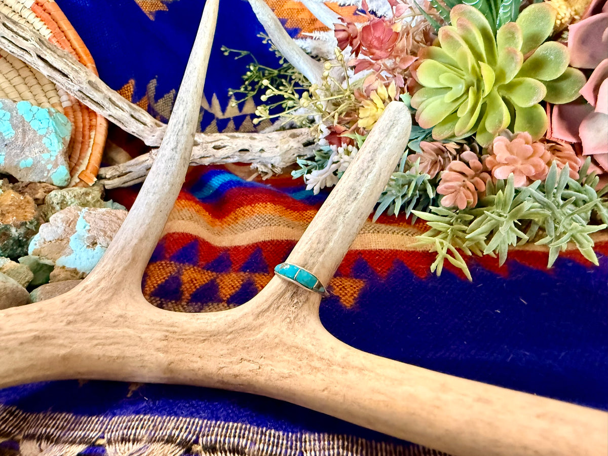 Small Inlay Turquoise Ring Size 4.75
