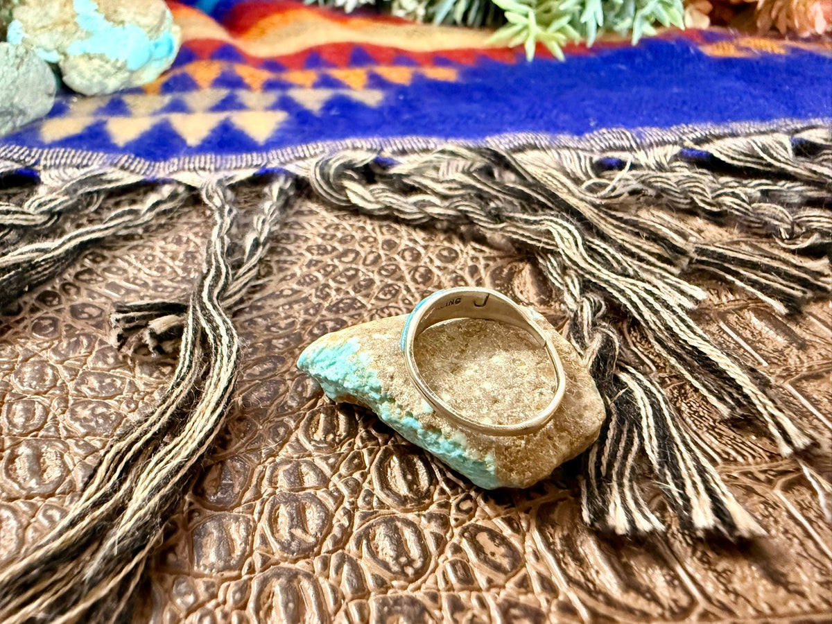 Small Inlay Turquoise Ring Size 4.75