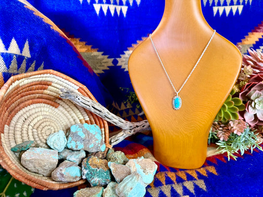 Small Oval Turquoise Pendant Necklace