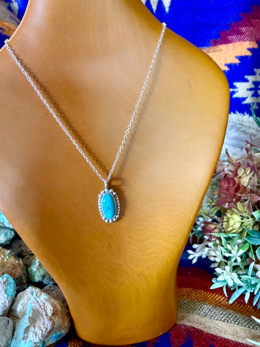 Small Oval Turquoise Pendant Necklace