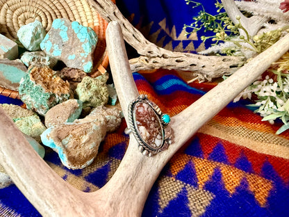 Wild Horse and Kingman & Turquoise Leaf Ring Size 8