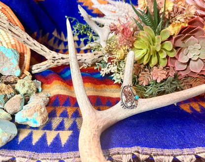 Wild Horse and Kingman & Turquoise Leaf Ring Size 8
