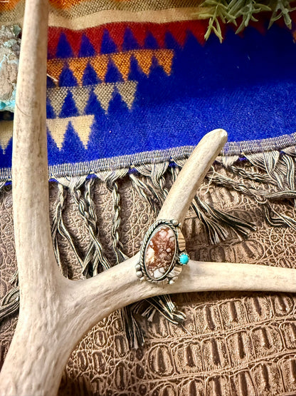Wild Horse and Kingman & Turquoise Leaf Ring Size 8