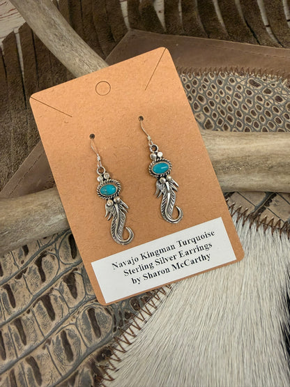 Turquoise Feather Dangle Earrings