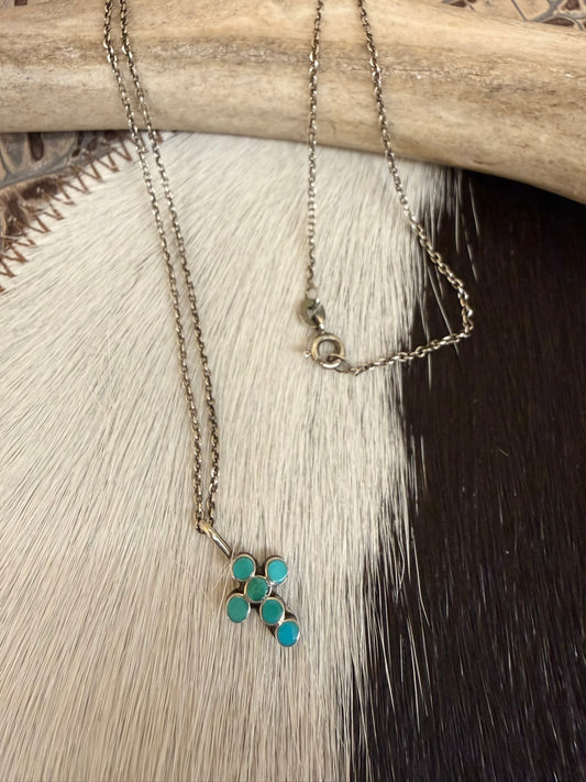 Cross Turquoise Inlay Necklace