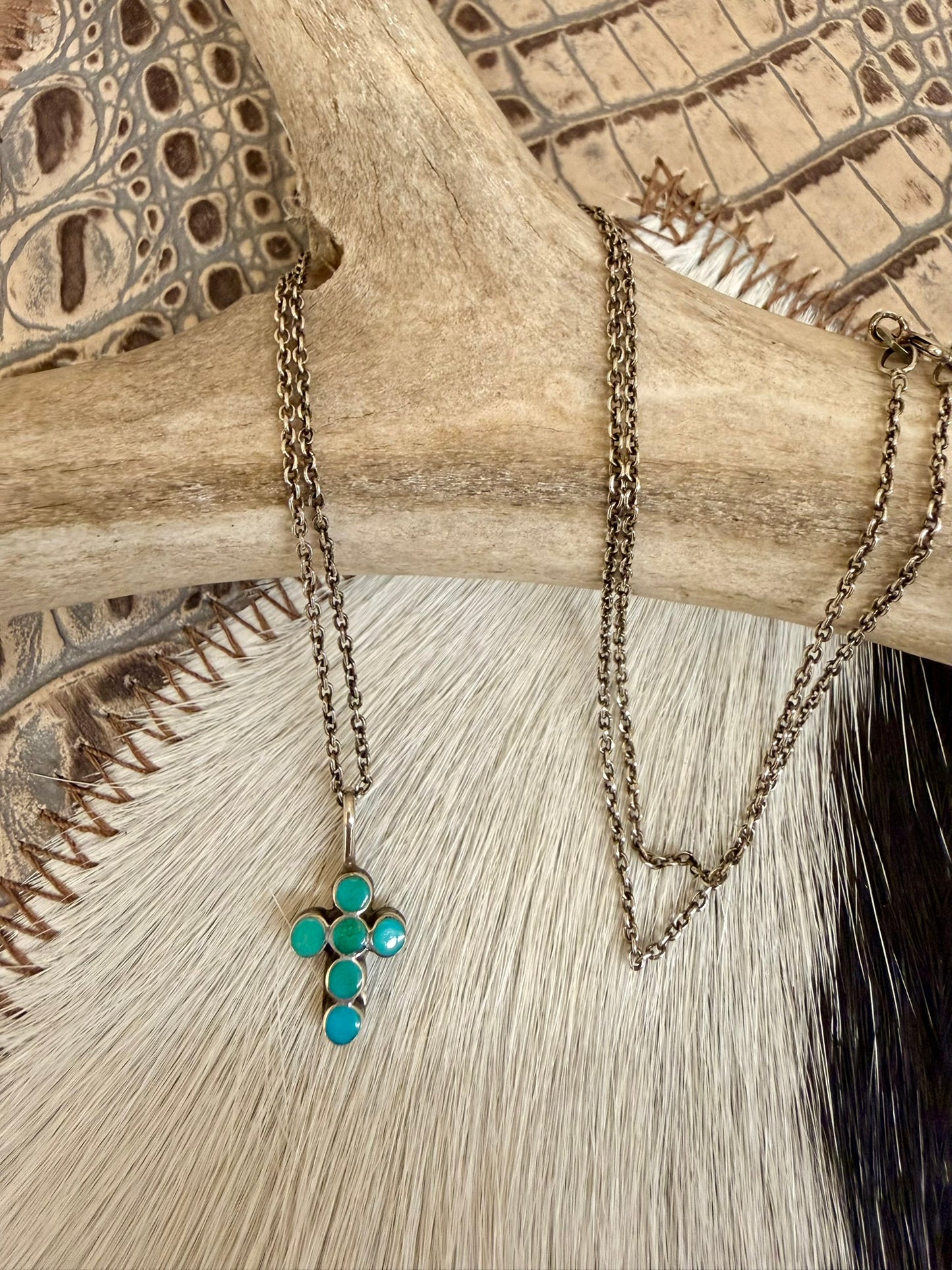 Cross Turquoise Inlay Necklace