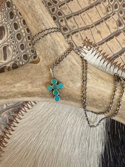 Cross Turquoise Inlay Necklace